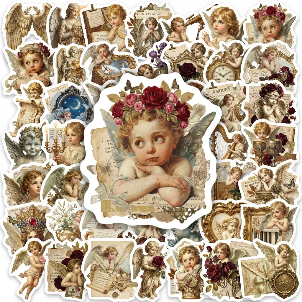 50Pcs Mythology Angel Stickers Set, Non‑Repeating Patterns, DIY Decals for Journal Collage, Luggage and Phone AnimeWorlds Store
