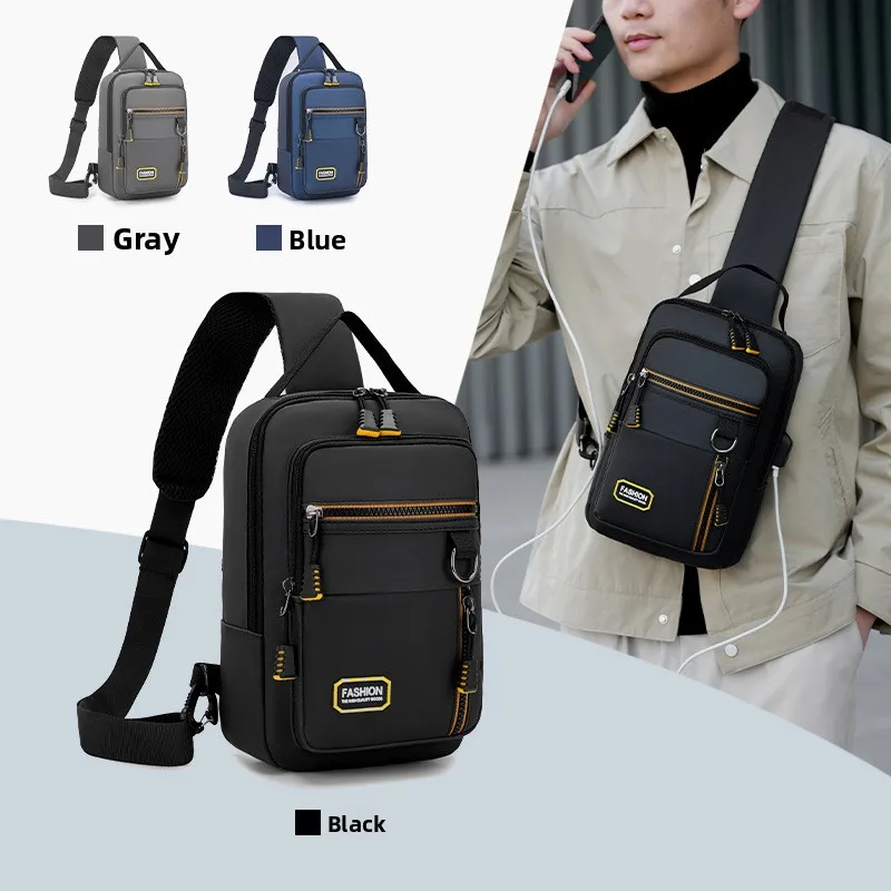 

New Men's Outdoor Chest Bag, Waterproof Messenger Bag, Fashionable Men's Multi-layer Large-capacity Casual Messenger Bag
