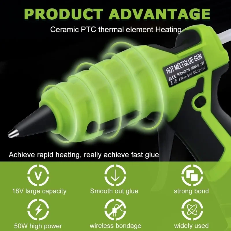 Cordless Hot Glue Gun For Black & Decker 20V MAX Battery use 7mm Glue Sticks Electric Heat Repair Tool Hands DIY Christmas Gifts