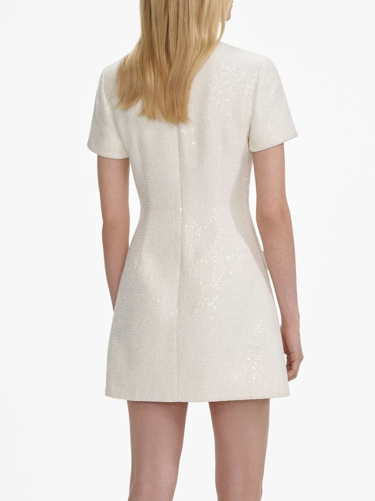 エレガントなサマーワンピース、ベルトと蝶結び付き、ハイウエストAラインスカート、ポリエステル繊維、半袖、ラウンドネック、無地