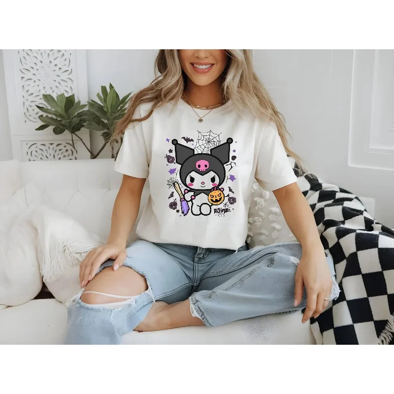 

Kuromi Halloween T-shirts, Cute Gothic Pastel T-shirts, Anime-style Halloween Shirts, and Fashionable Unisex T-shirts
