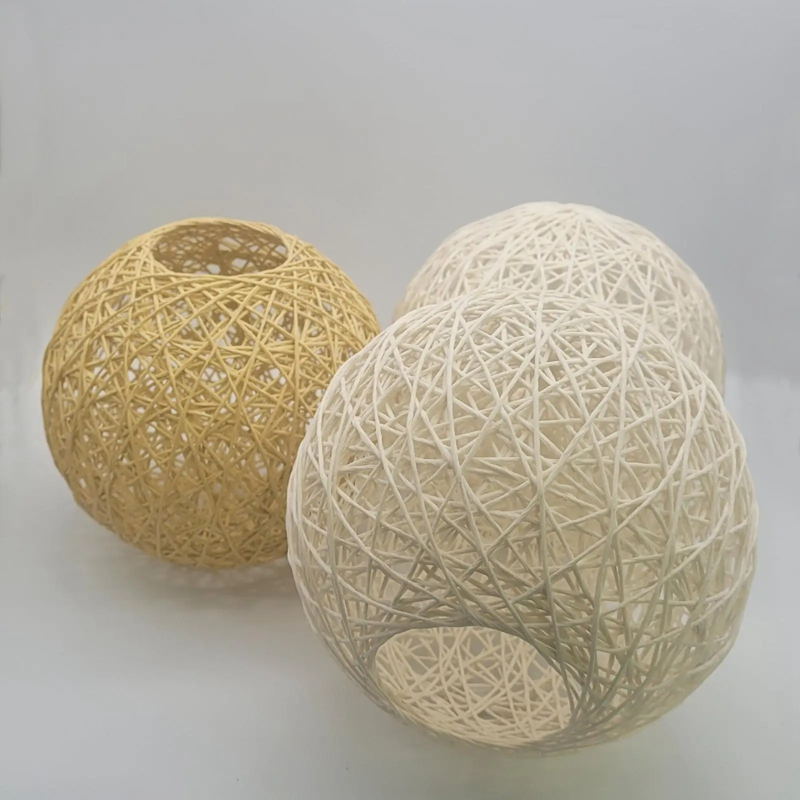 Woven Pendant Light Shade Lamp Cage Rattan Ball Lampshade for Farmer House White