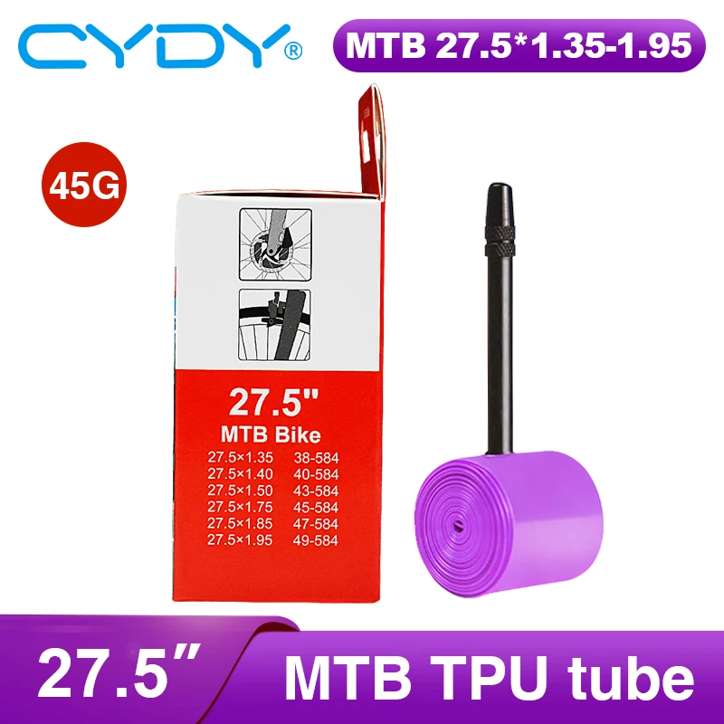 43g CYDY TPU Tube MTB 26 27.5 Bike Inner Camera 26/27.5x1.35 1.4 1.5 1.75 1.85 1.95 Inch pneu Mountain Bicycle Tire 26/27.5 Tyre