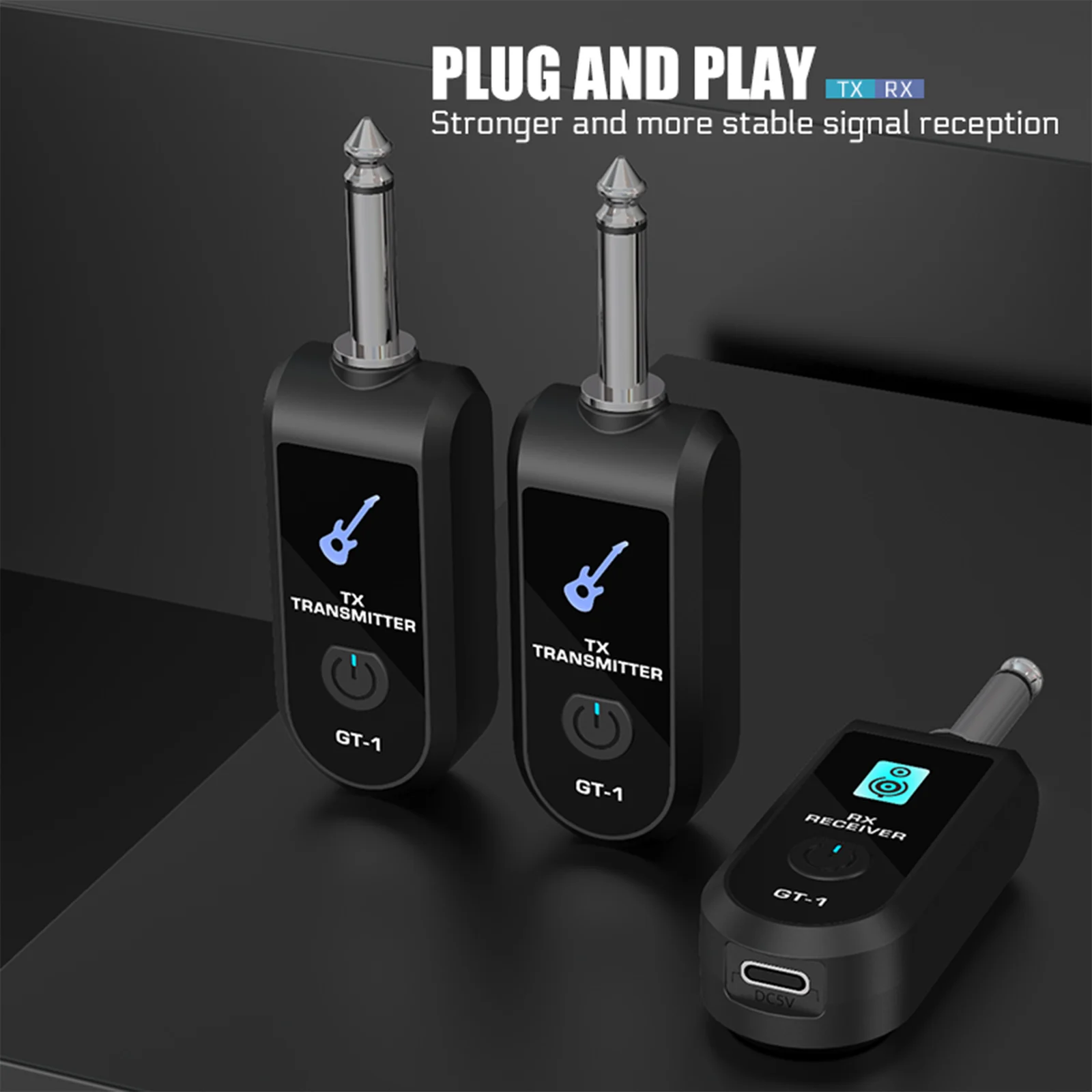 2.4G Wireless Guitar Transmitter Receiver with Precise Sound 30-50M Launcher Receiver Guitar System for Bass Electric Instrument