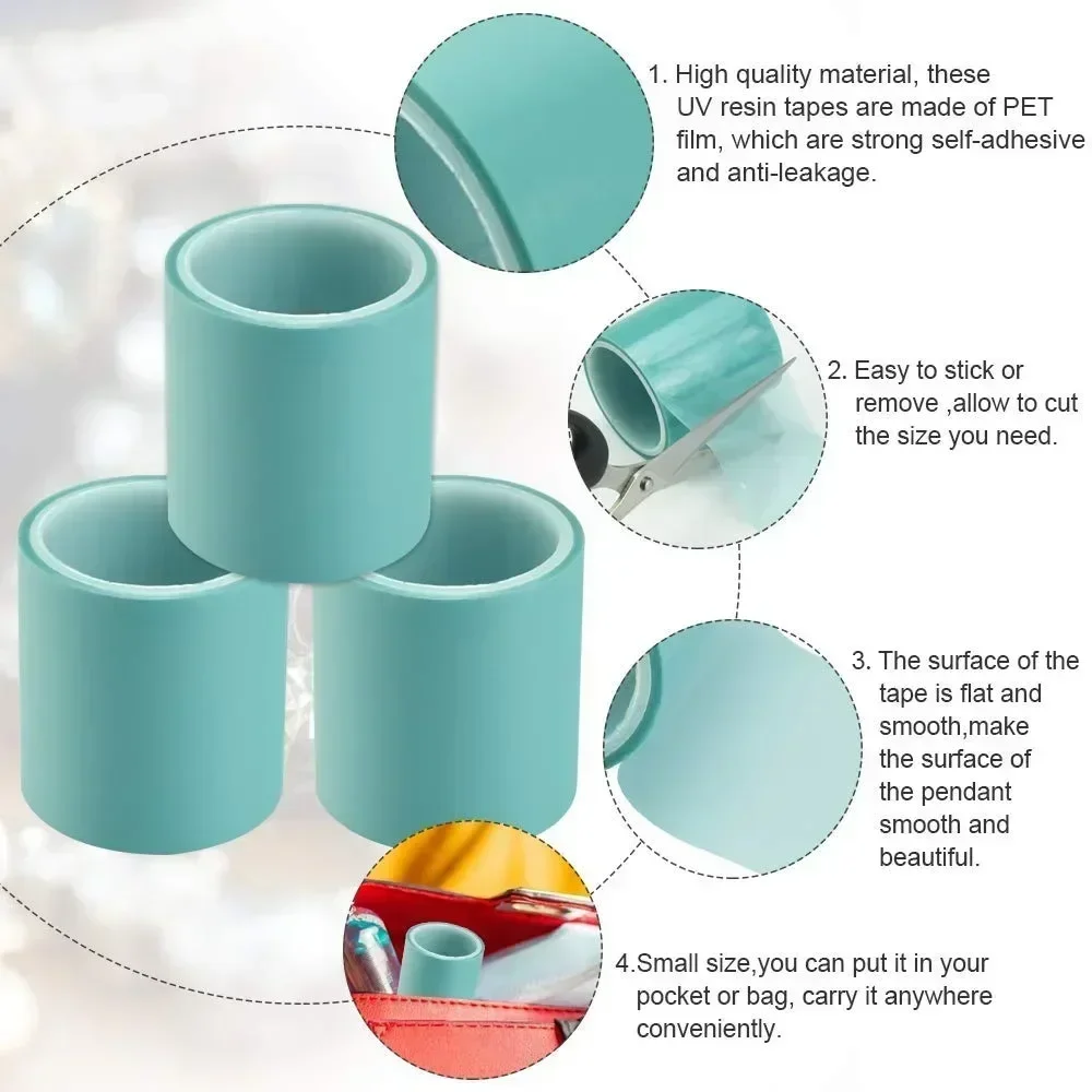 1/3 Rolls of Seamless Adhesive Seamless Epoxy Tape 5m DIY Process Tape UV High Viscosity Resin Paper Tool Baby Blue