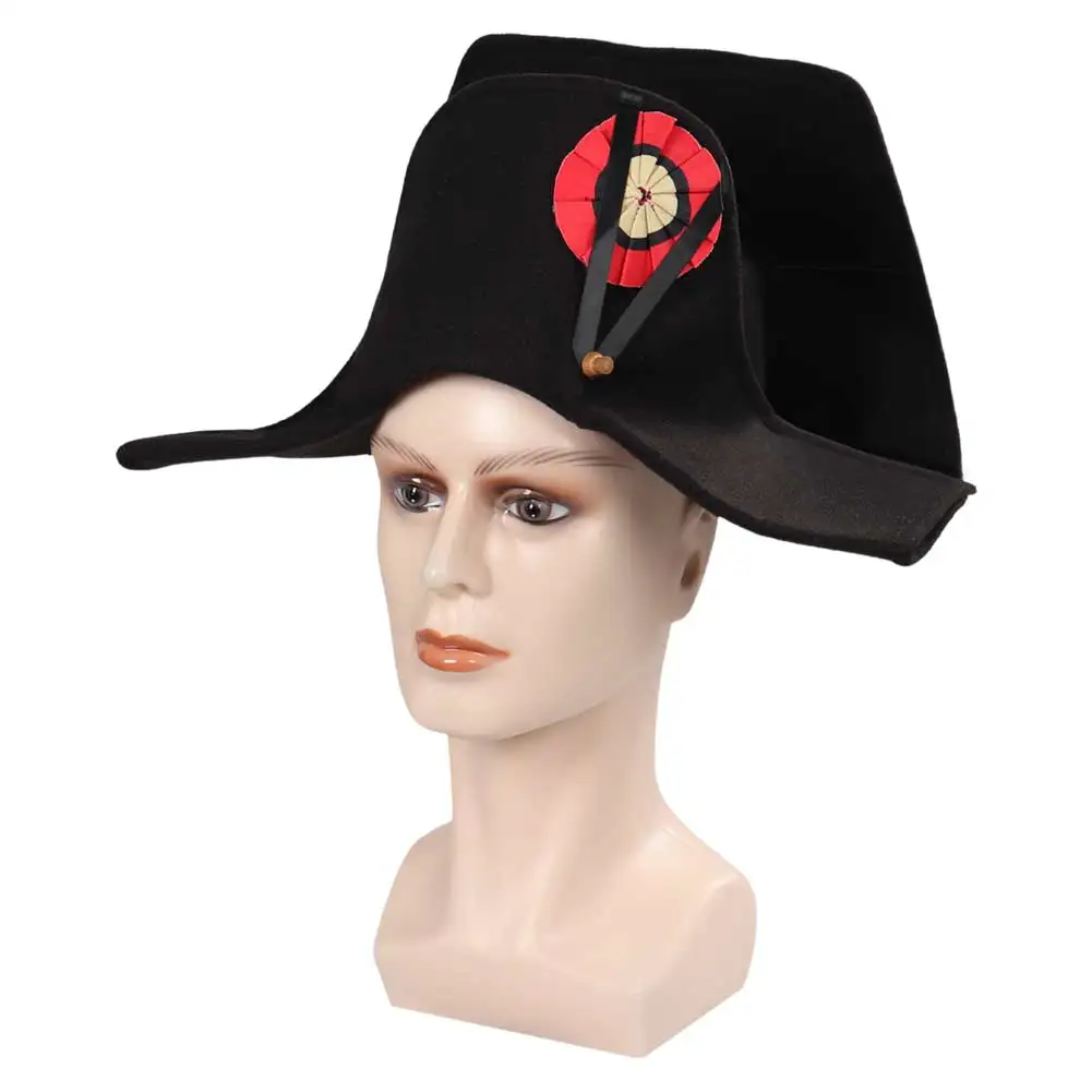 Fantasia napoleão bicorn chapéu para homens almirante francês capitães boné filme tv palco cosplay acessórios de fantasia homem fantasia prop