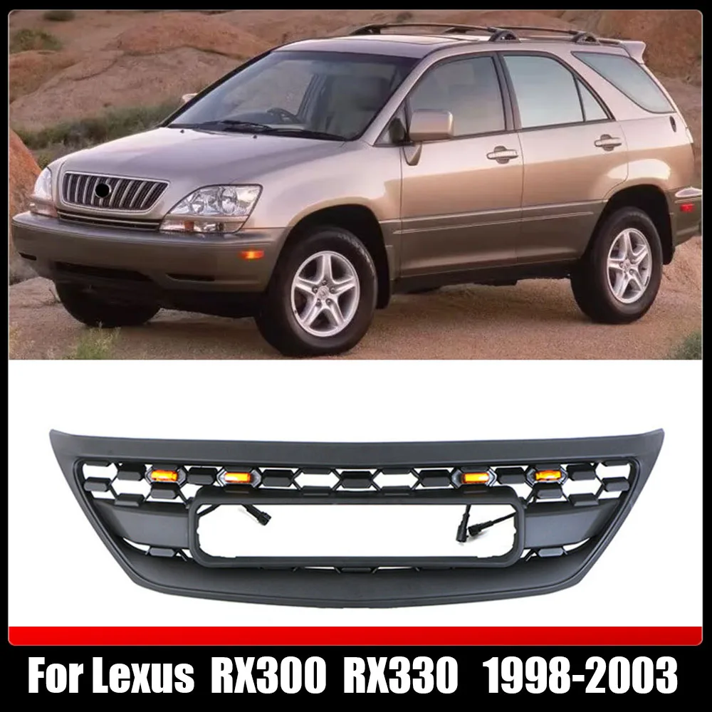 ABS Front Bumper Grills Upgrade Racing Grille Radiator Grille With Letter Mesh Cover Grills For Lexus RX300 RX330 1998-2003