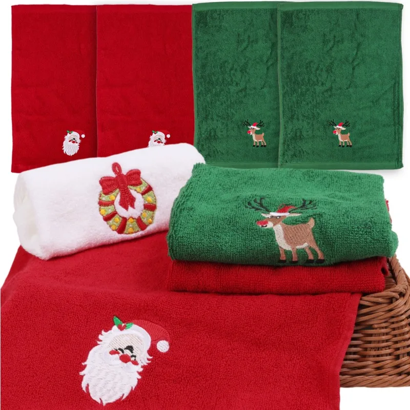 1/4pcs Soft Cotton Towels Merry Christmas Santa Claus Hand Towels  Absorbent Bathroom Face Towel New Year Gift Festival Decors