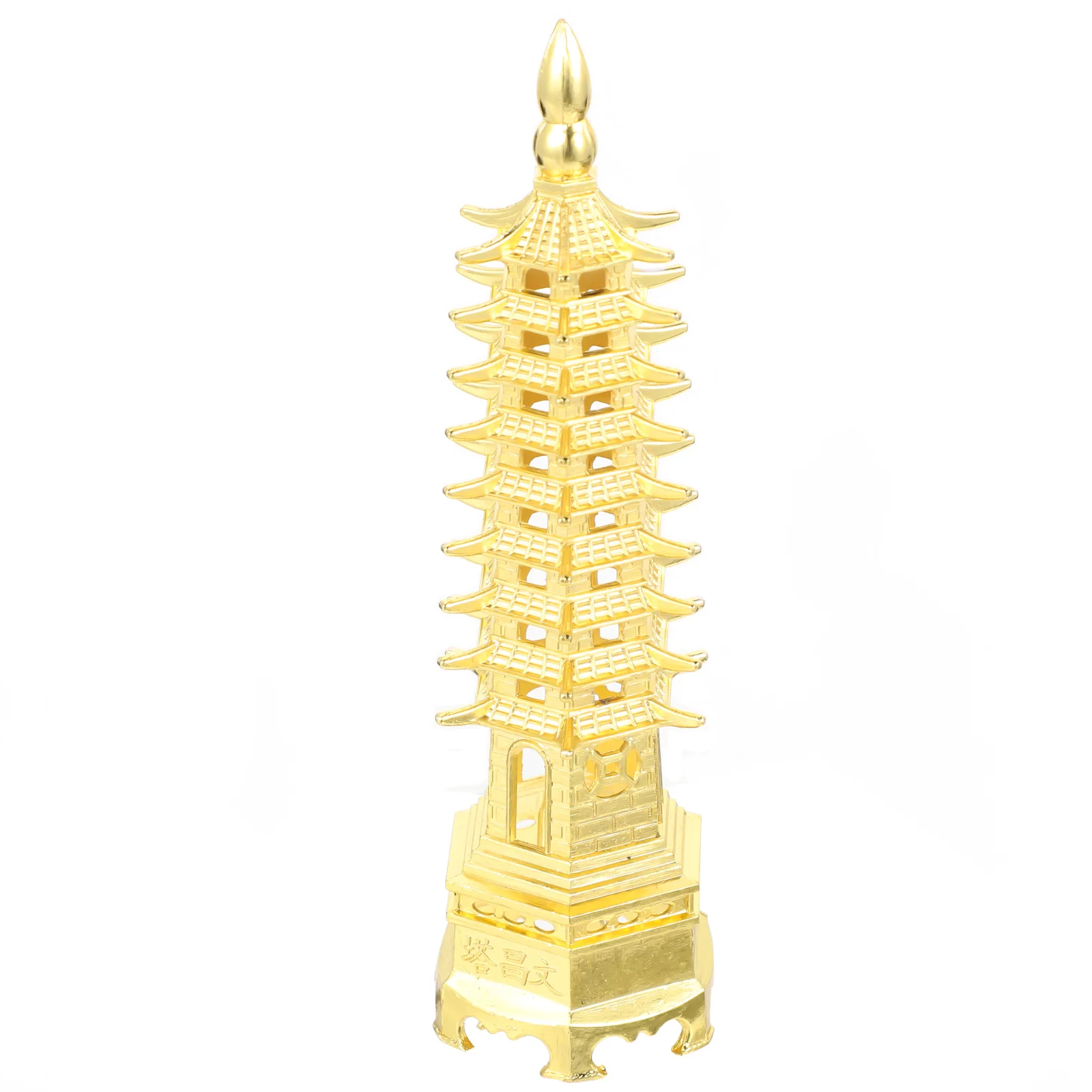 

9 -tier Wenchang Tower Ornament Pagoda Prop Chinese Statue Style Golden Model Vintage Decor Office