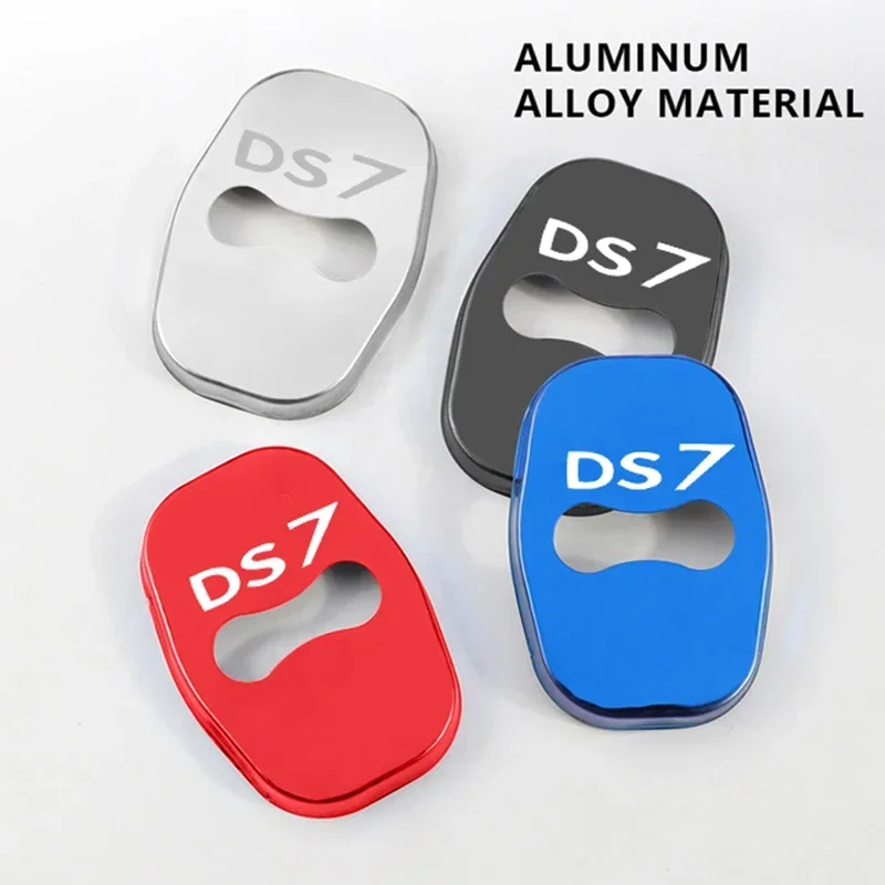 4PCS Stainless Steel Car Styling For Citroen DS7 Badge Sticker Auto Door Lock Buckle Cover Anti-rust Protective Case Accessories