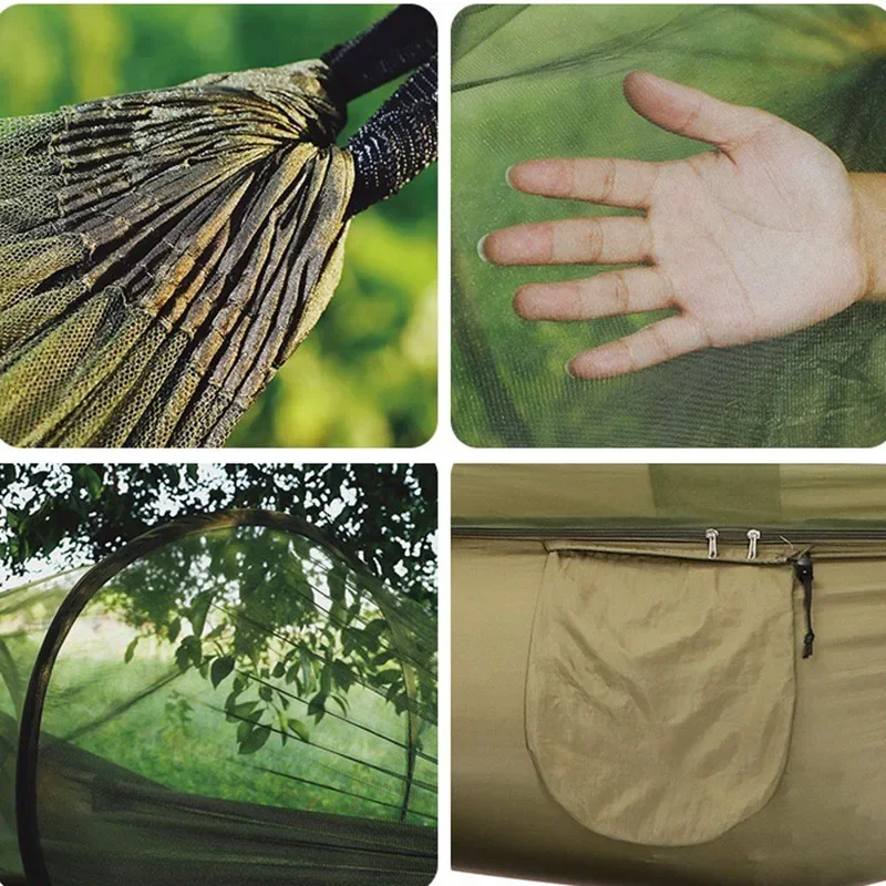 260x140cm Automatic Quick-opening Anti-rollover Nylon Hammock Camping Hammock with Mosquito Net Chair Outdoor Hanging Bed Net