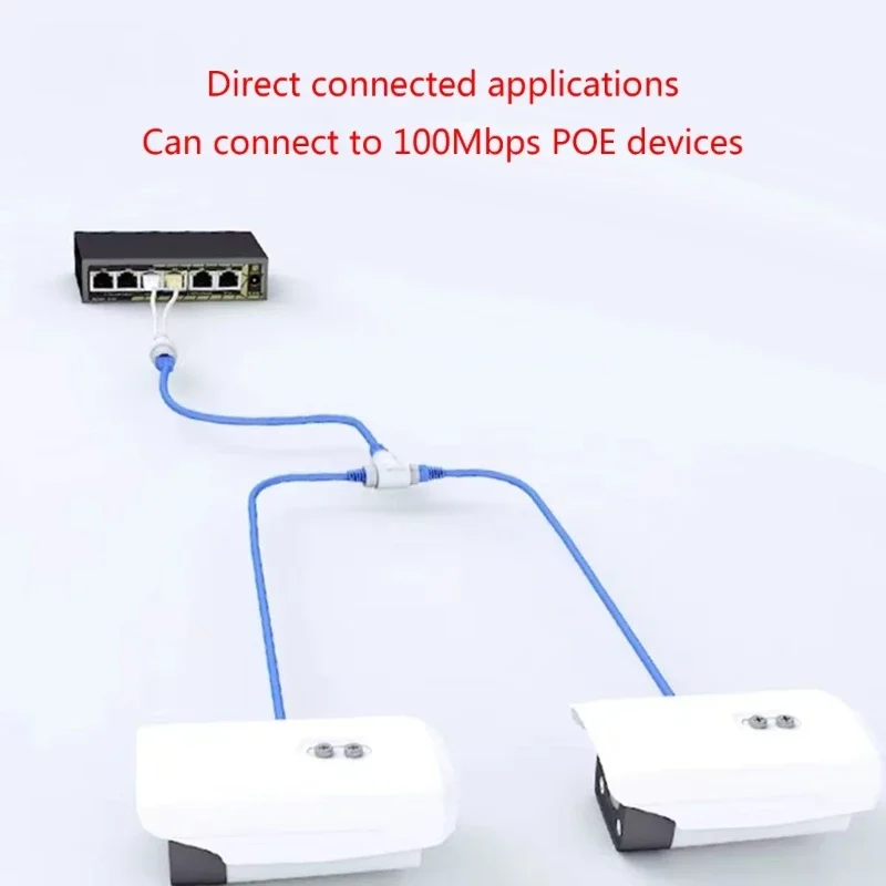 2 In 1 POE Splitter Saving Network Simplified Cable Connector Three-way RJ45 Connector For IP Camera System