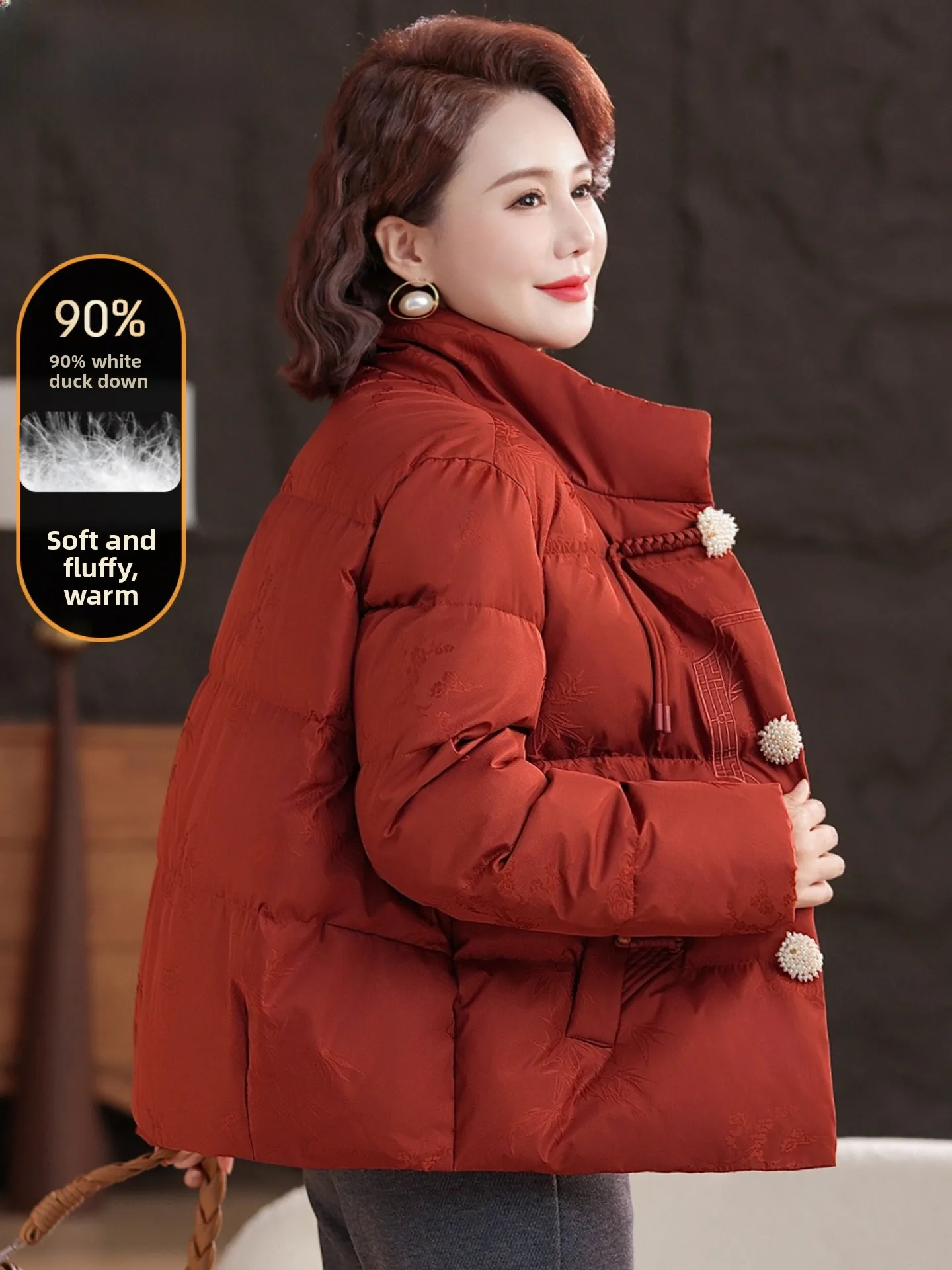 

New Chinese Sle Women's Winter Jaet Quilted Coat Middle-Aged And ly Faionable Autumn Winter Cotton Padded Coat