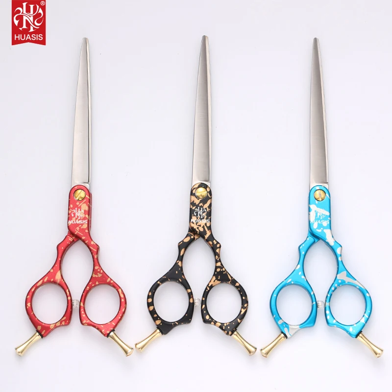 

HUASIS HU55 New Arrival Light Weight Aluminium Handle Scissors Straight Shear for Pet Grooming 6.5inch 7inch Free Shipping