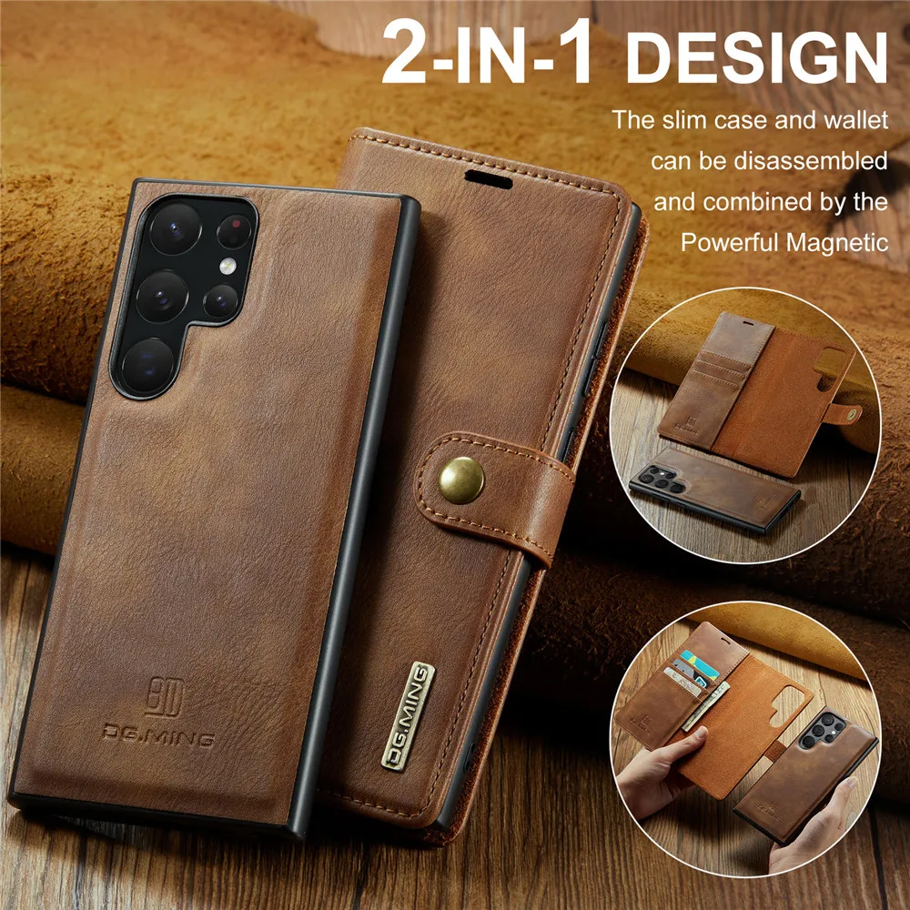 Detachable Magnetic Leather Phone Case for Samsung Galaxy S20 FE S21 Plus S22 S23 S24 Ultra Flip Wallet Card Holder Cover Coque