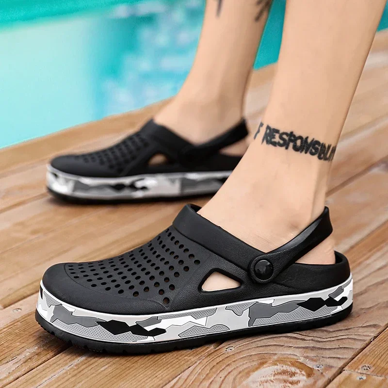 Nowe męskie sandały obuwie EVA lekkie kapcie Unisex kolorowe buty na letnią plażę gorąca wyprzedaż marki chodaki Zapatos Hombre