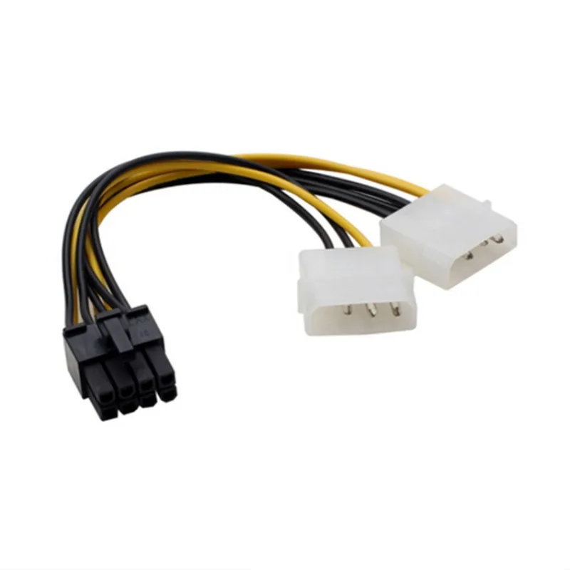 17cm 8Pin To Dual 4Pin Video Card Power Cord Y Shape 8 Pin PCI Express To Dual 4 Pin Molex Graphics Card Power Cable