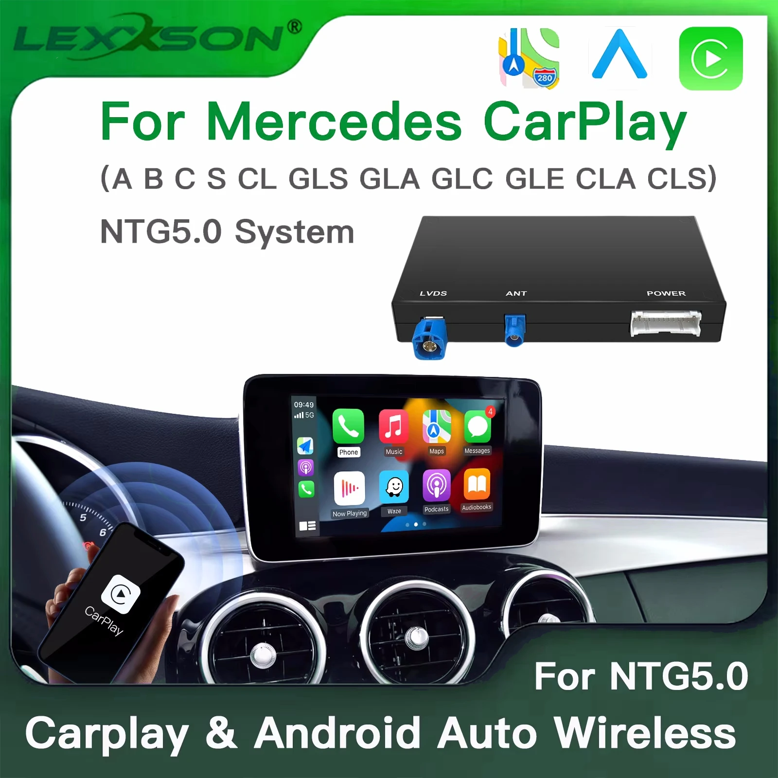 Wireless CarPlay Android Auto Fits For Mercedes A B C CL S CLA CLS CLASS GLA GLS GLC GLE V250 V260 DB11 Sprinter NTG5.0