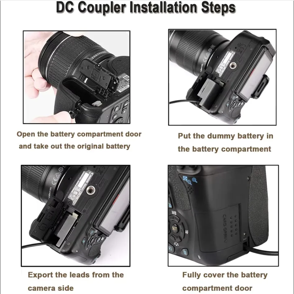 USB-C To ACK-E8 Power Adapter DR-E8 LP-E8 Dummy Battery For Canon EOS 550D 600D 650D 700D T2i T3i T4i T5i X4 X5 X6i