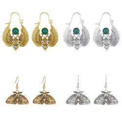 1Pair Retro Egyptian Style Earrings, Mysterious And Charming Moth Earrings, Gothic Ethnic Style Party Halloween Jewelry Gift