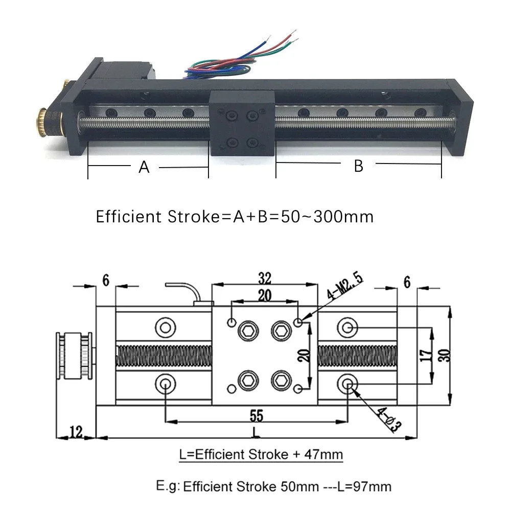 Mini Synchronous Pulley Linear Module T-type CNC Sliding Table with Nema11 Stepper Motor Linear Rail Motor Stage Kit