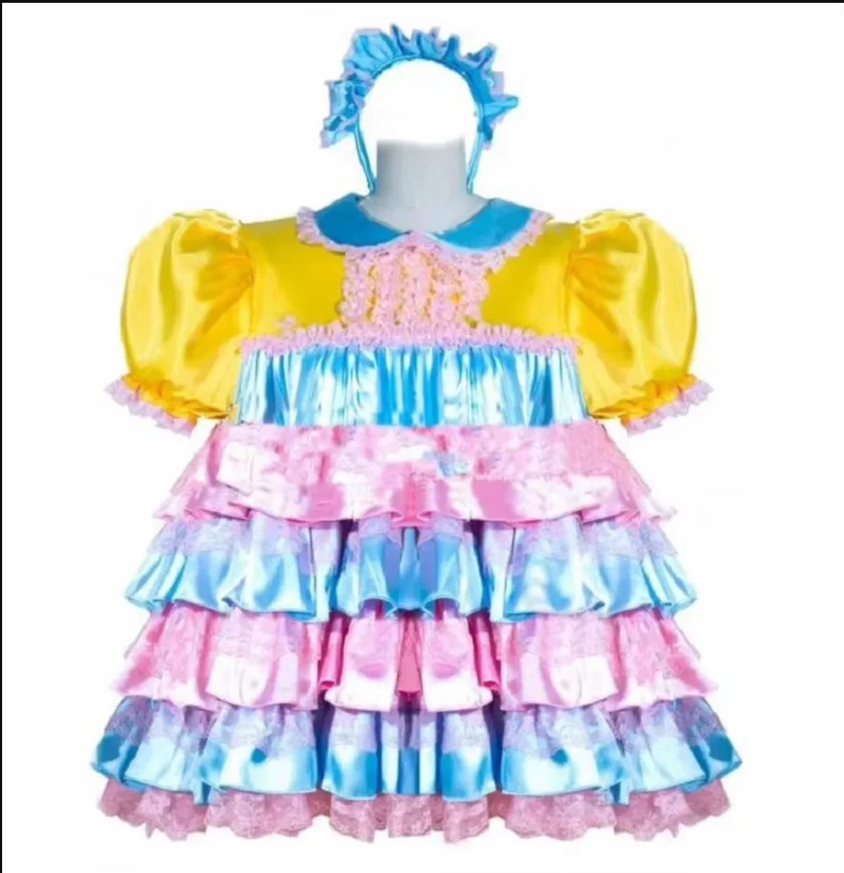 

French Hot Selling Sissy Sexy Short Lockable Satin Baby Dress with Uniform Maid Role-playing Costume Customization