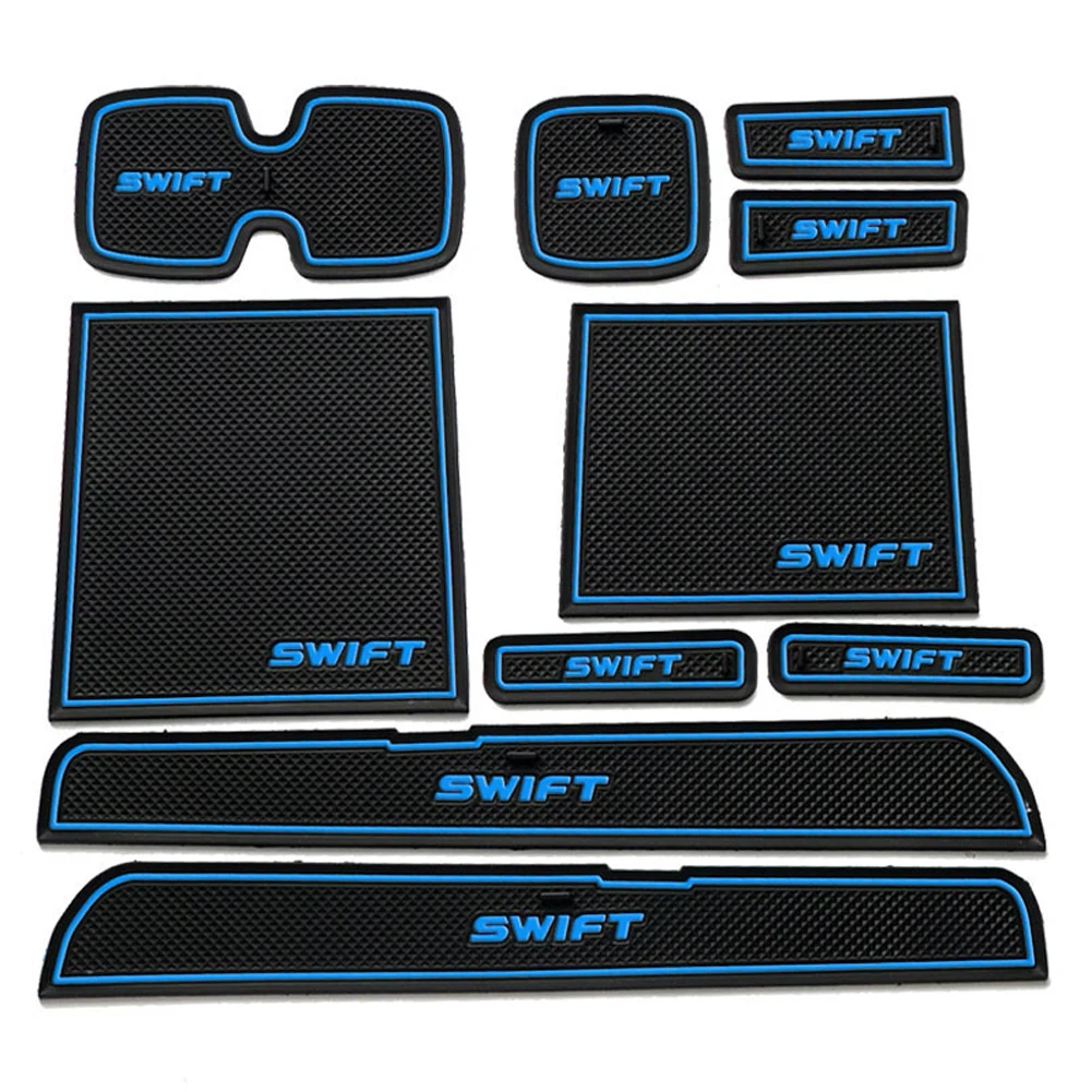 Newest Fit For Suzuki Swift 2005 To 2014 Anti-Slip Car Door Groove Mat Latex Non-Slip Mats Interior Cup Pad Car Styling 10pcs