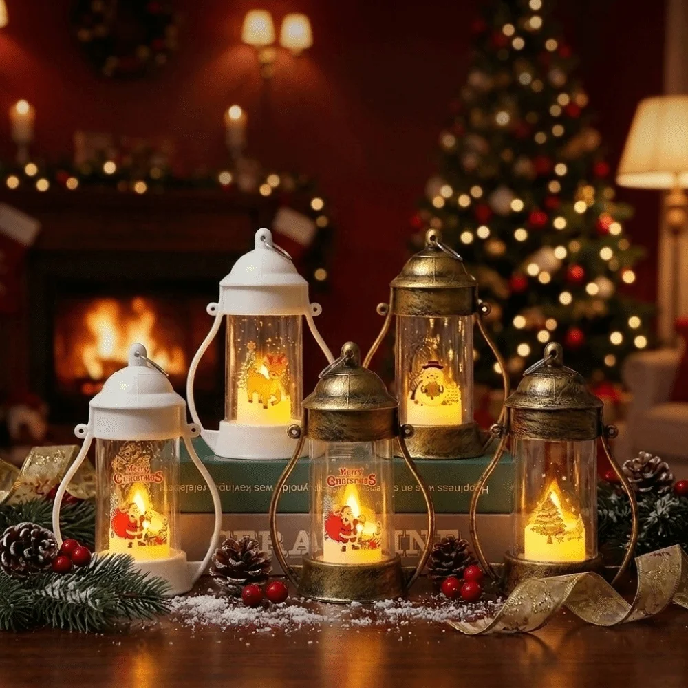 Creative Santa Claus Christmas Lantern Durable Snowman Christmas Wind Lamp Elk LED Desktop Christmas Lamp Party