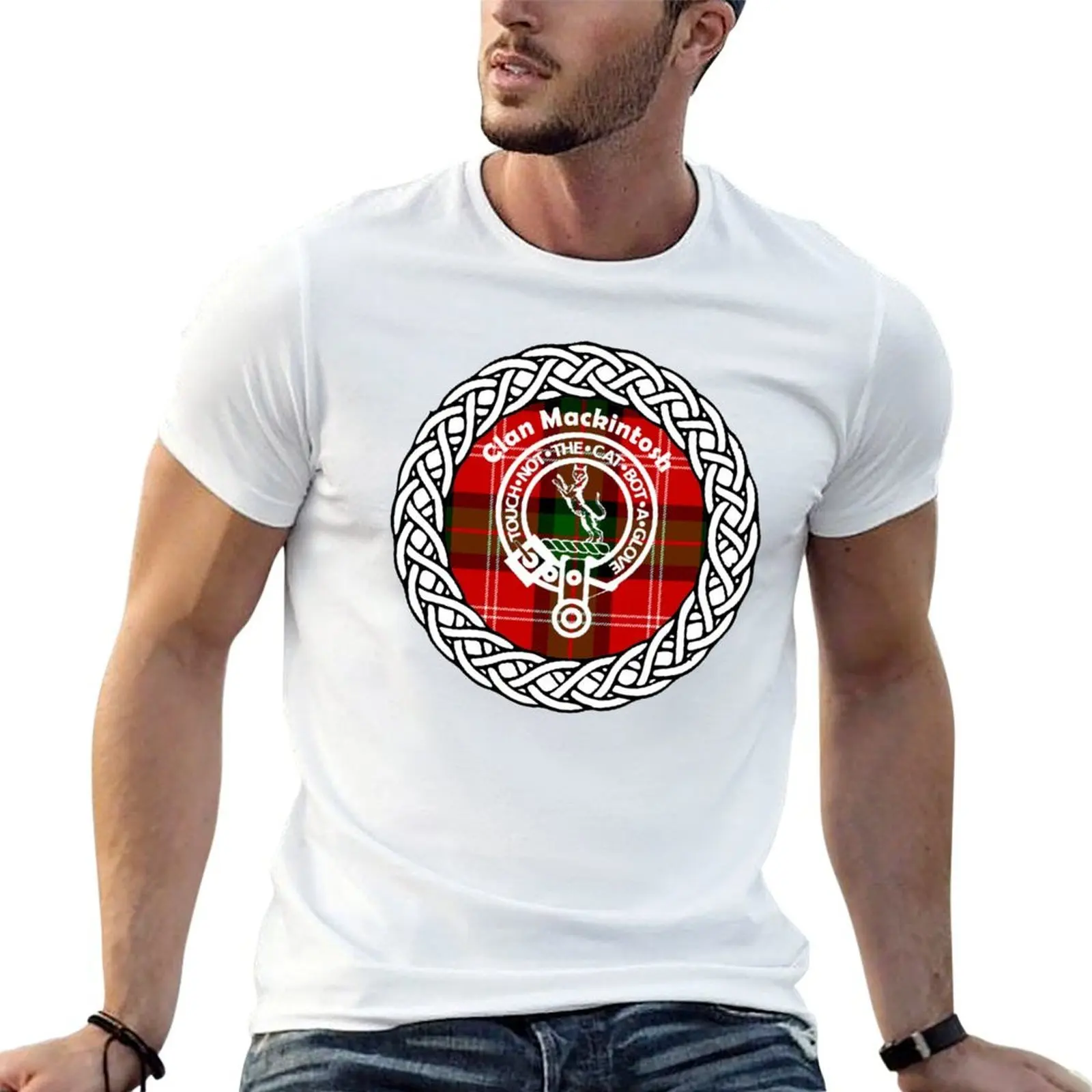 

Clan Mackintosh surname last name tartan crest badge T-Shirt essential t shirt cotton tshirt 100% T-Shirt