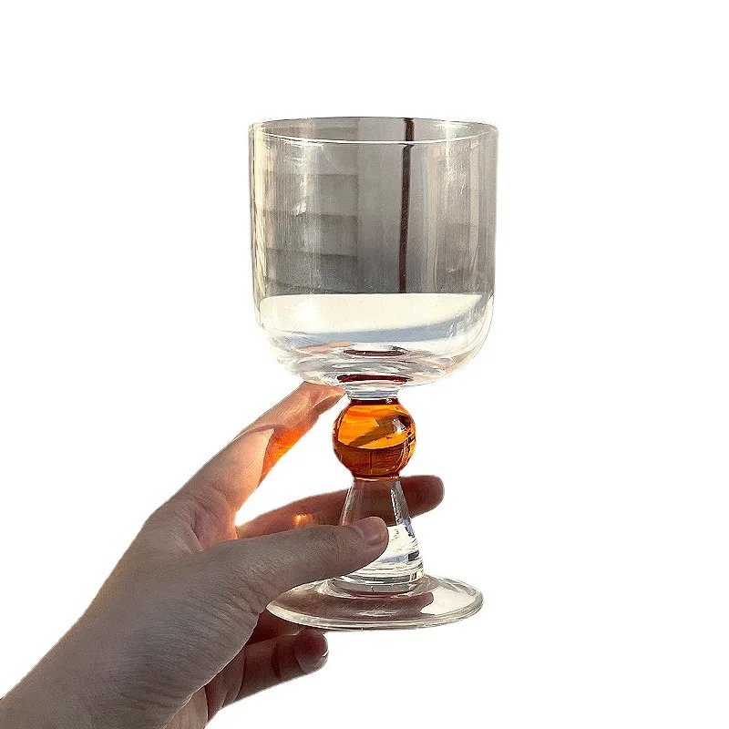 300ml Vintage Clear Amber Black Green Ball Stemmed Goblet ins Style Red Wine Sparkling Wine Glasses Cup 1 Piece