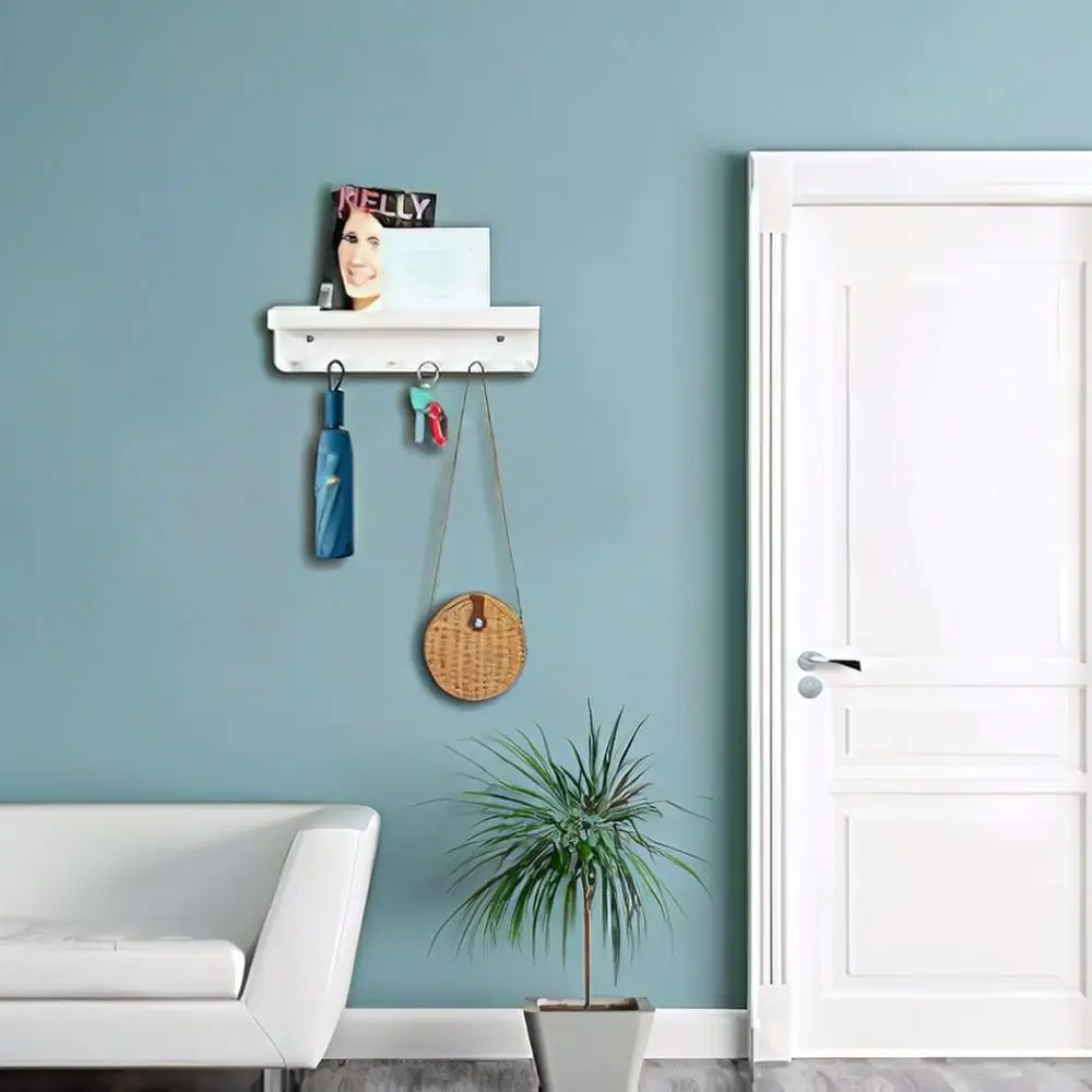 Modern Metal Wall Mount Key Hook Rack With Mail Holder Tray Entryway Organizer For Office Home Kitchen Wall Storage