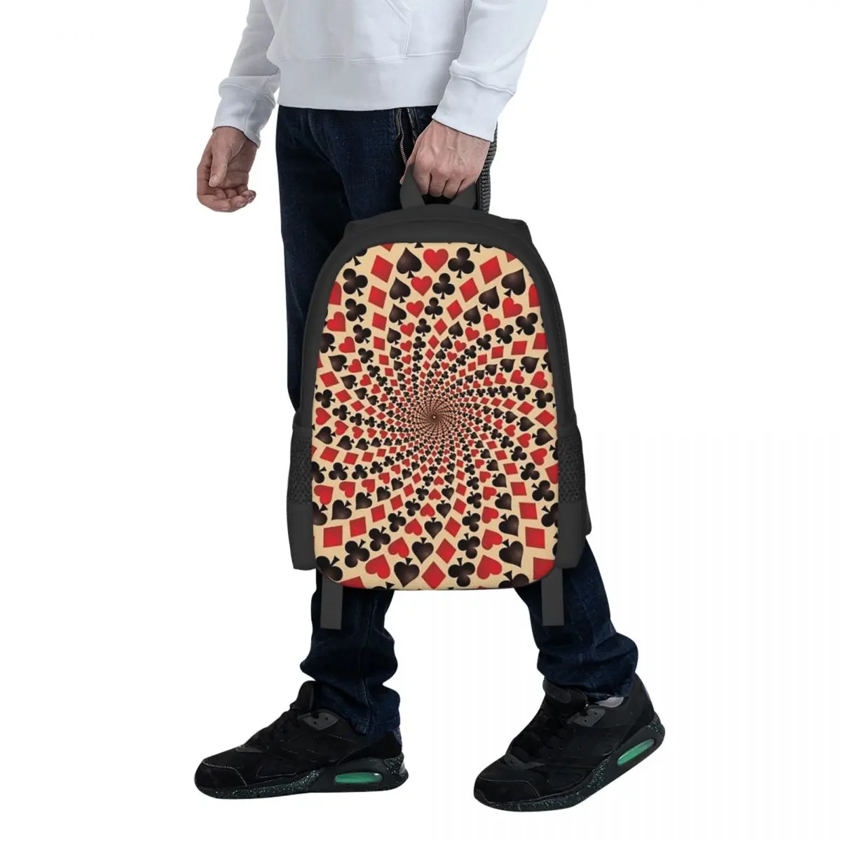 Ace Of Diamonds Playing Card Hearts Spades Student Backpack School Bag Hiking Travel Daypack for  Fashion Bookbag Shoulder Bags