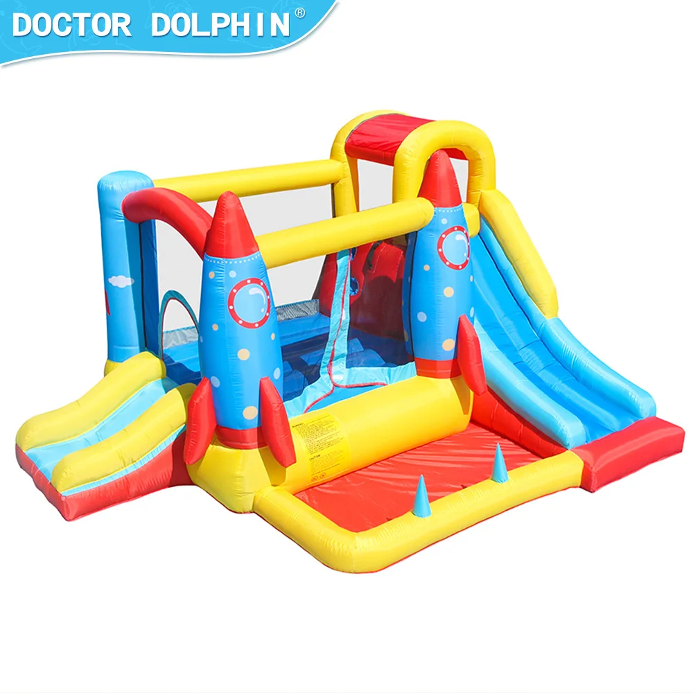 Doctor Dolphin Inflatable Bounce House With Ball Pit Slide Jumping Castle For Kids With Blower Kids Birthday Gift Wedding House
