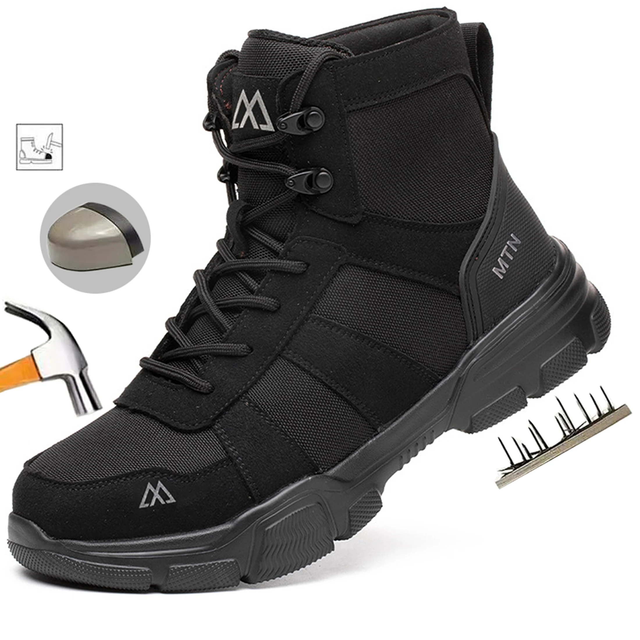 All Seasons Steel Toe Sneakers for Women Men Full Sizes Impact Resistant Steel Toe Cap Work Shoes Lightweight Comfortable Industrial Safety Shoes Wear Resistant Durable Construction Footwear Perfect Labor Day Father’s Day Gift