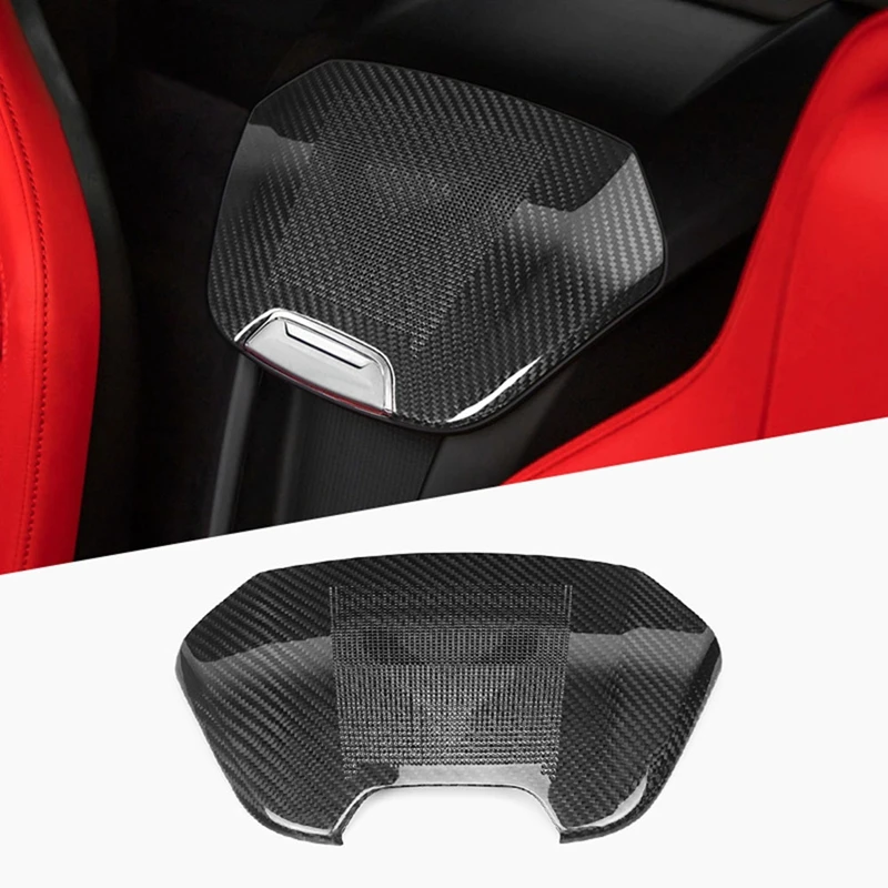

Real Carbon Fiber Car Rear Center Console Speaker Audio Grille Cover Trim For Chevrolet Corvette C8 2020+