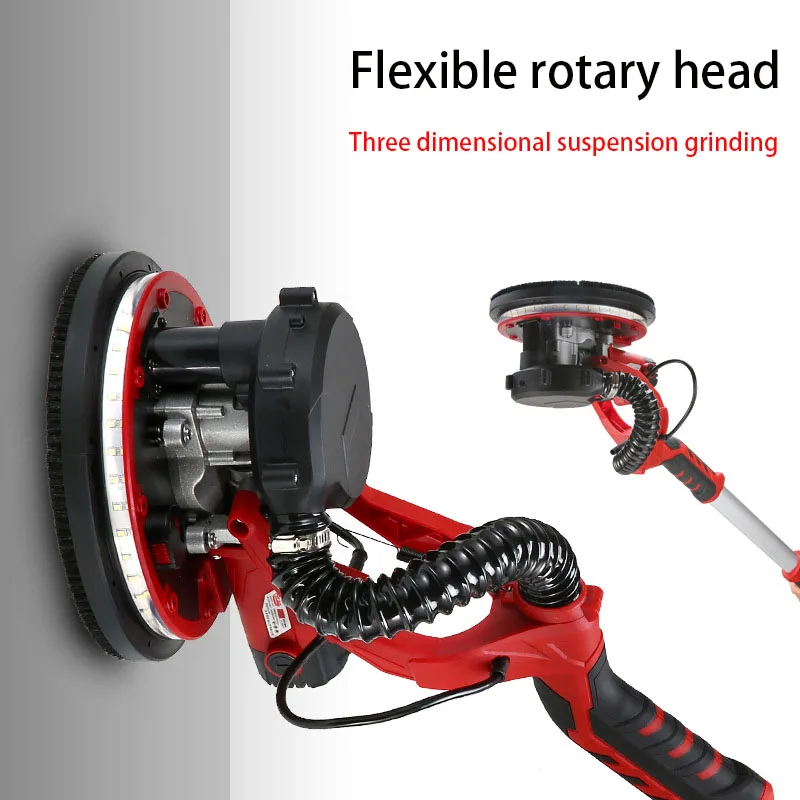 Telescopic Wall Grinder 225mm Dust-free Drywall Sander Putty Grinding Machine Handheld Long Rod Ceiling Polisher