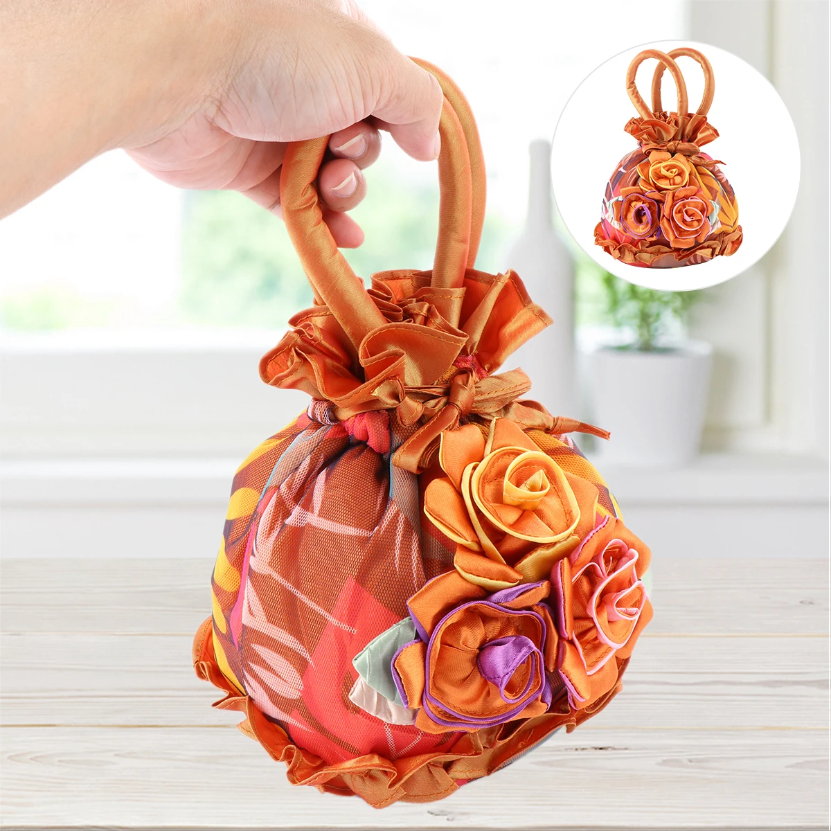 1 borsa da donna in pizzo tessuto di qualità bella forma di fiore portafoglio per telefono piccoli oggetti design unico uso pratico ottimo regalo