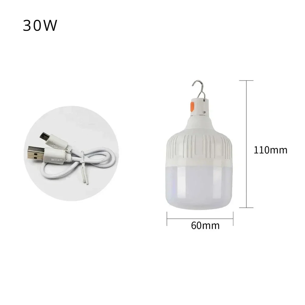 Portable Camping Supplies LED Flashlight Light Lights Bulb USB Lantern Power Battery Lamp Supply Outdoor Picnic Combat Tent