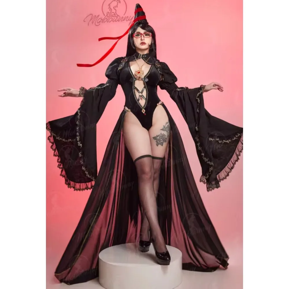 Mobbunny Women's Medieval Style Sexy Lingerie Set Hollow Bodysuit and Coat with Skirt and Necklace Cosplay Costume