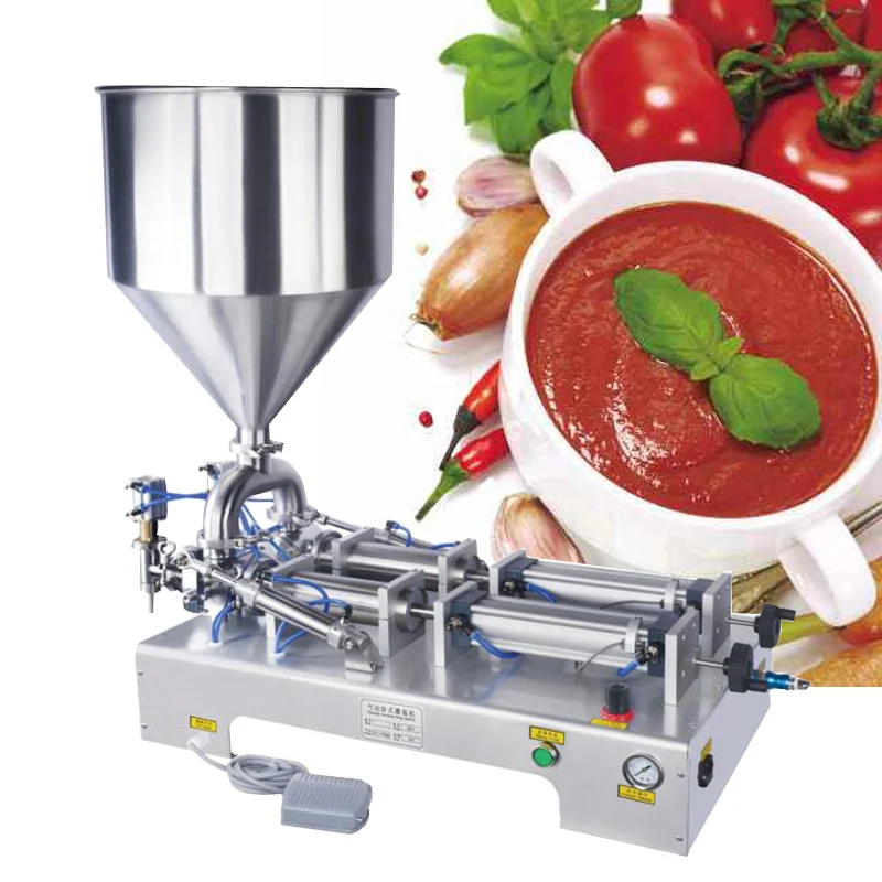 

Pneumatic Paste Filling Machine For Tomato Sauce Peanut Butter Salad Dressing Quantitative Double Head Filling Machine