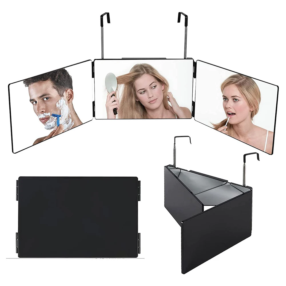

Foldable Three-Sided Mirror with LED Lights 360 Degree Self Hairdressing Makeup Mirror Self Hair Cutting Styling Shaving Mirror