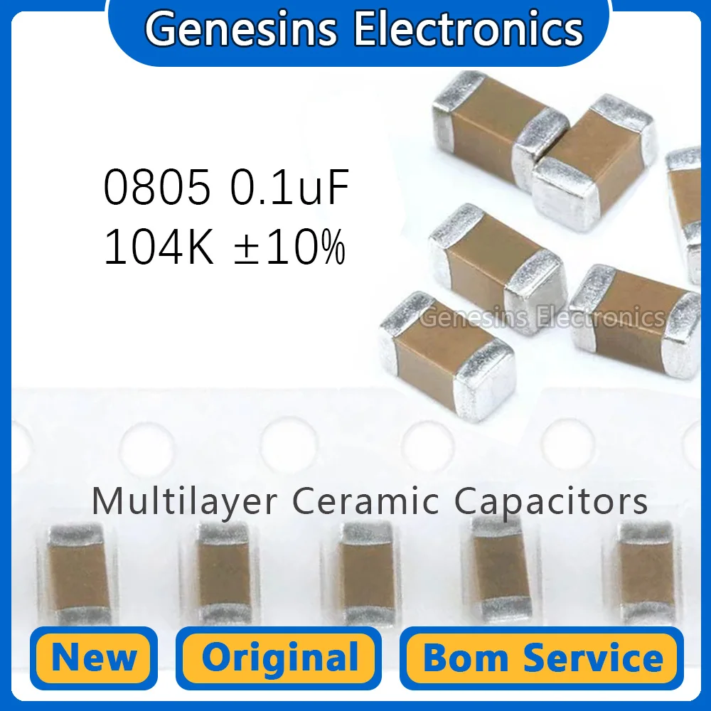 1 reel (4000 pcs) 0805 0.1uF 104K 50V  SMD ceramic capacitors