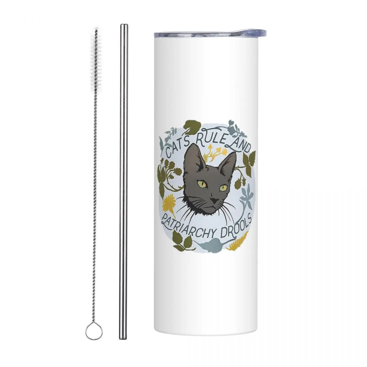 Cats Rule And Patriarchy Drools Stainless Steel Tumbler Vacuum Insulated Mugs Thermal Cold Cups Straw With Lid 20oz