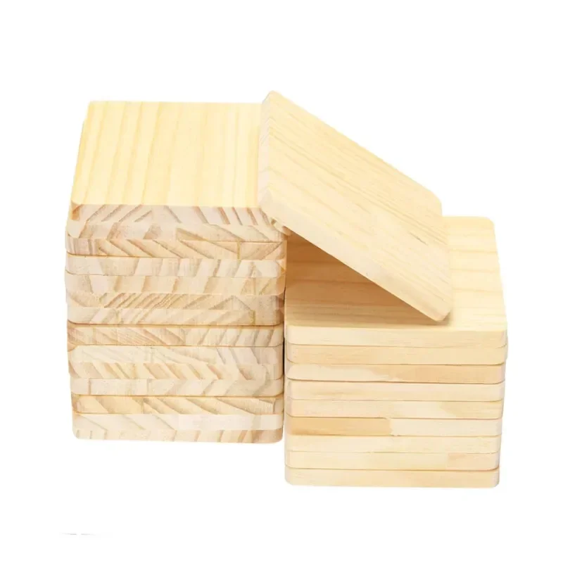 

10cm Wood Slices Wooden Chips Square Home Decoration DIY Crafts Unfinished Wood Coasters for Handicrafts Wood Engraving