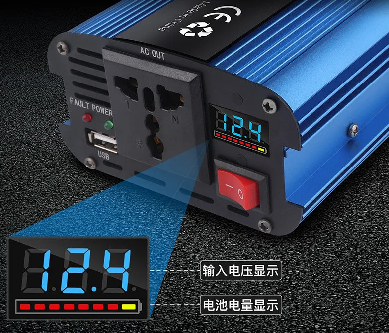 Convertitore di potenza Inverter per auto Smart Power con Display digitale singolo da 500W 12V 24V 36V 48V 60V a 220V