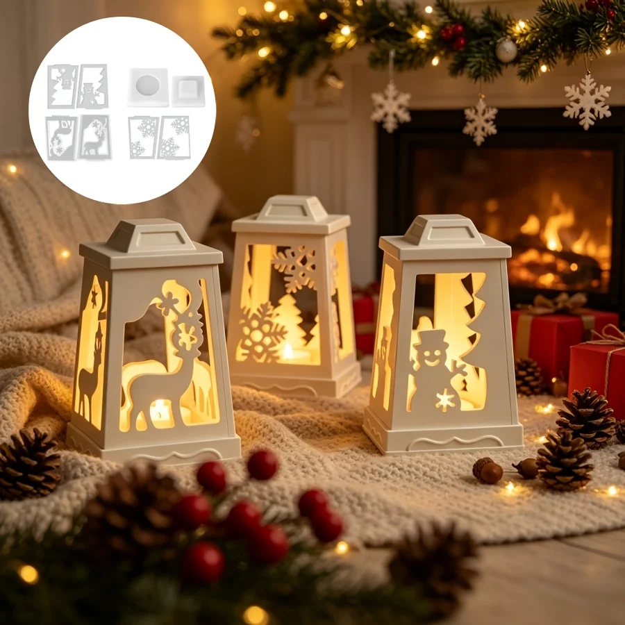 5-teiliges Weihnachts-Kerzenhalter-Set zur Dekoration, geeignet für die Herstellung von Tropfen-Gips-Kerzen, Tischdekoration, Silikonform