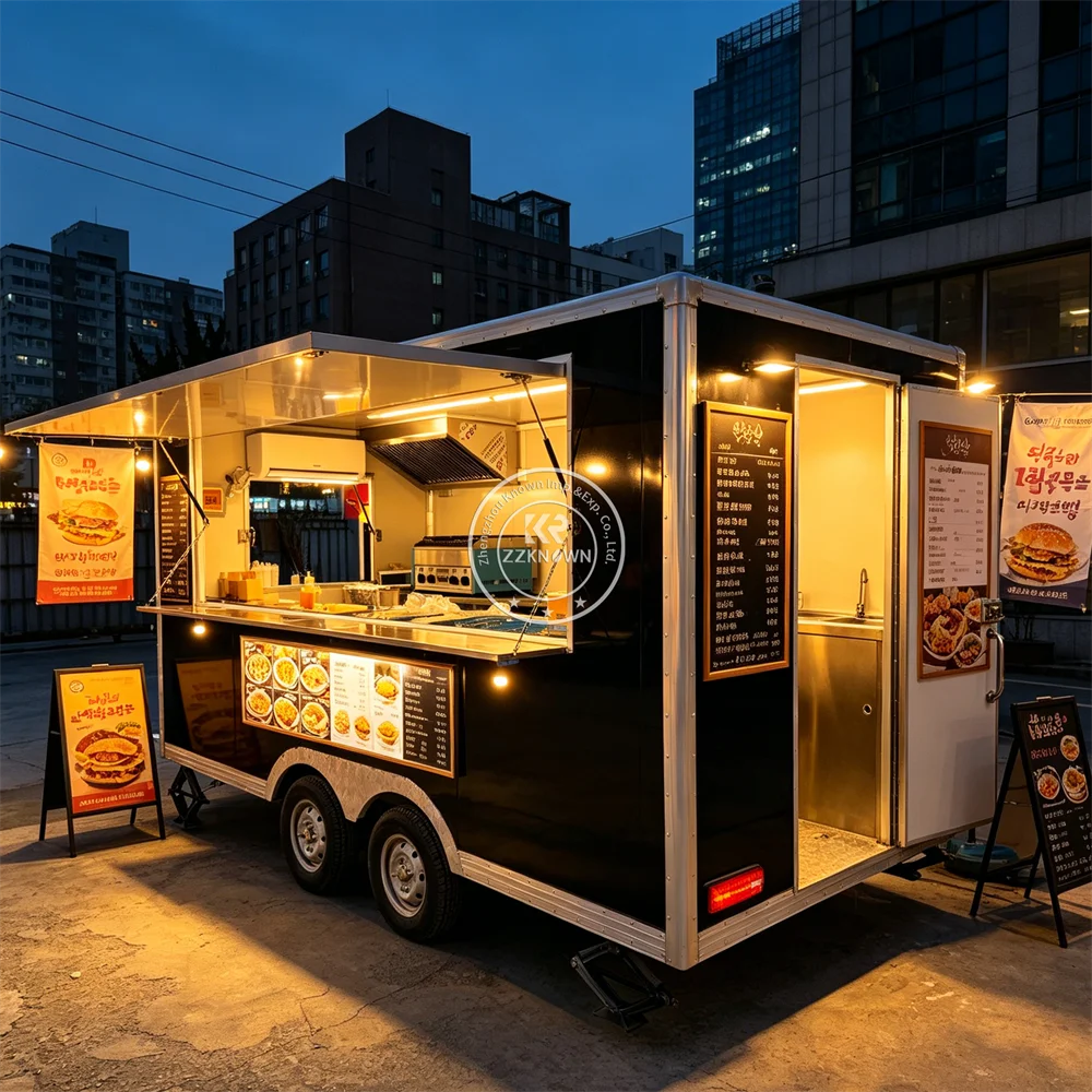 

Mobile Kitchen Cart Coffee Food Truck Concession Professional Catering Truck Mobile Dessert Bakery Food Cart with Full Kitchen