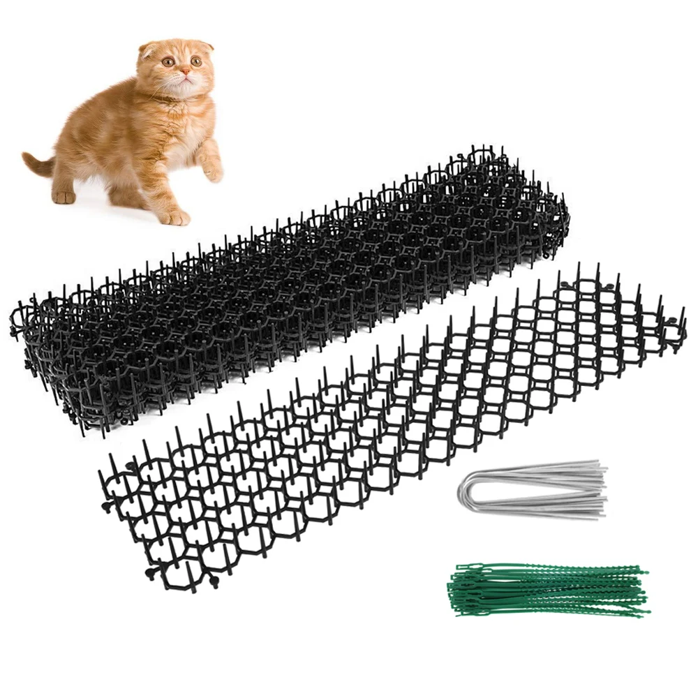 6/10 Pcs Garden Prickle Strip Dig Stop Cat Repellent Deterrent Mat Anti-cat Prickle Strips Keep Cat Away Digging Climbing Spike