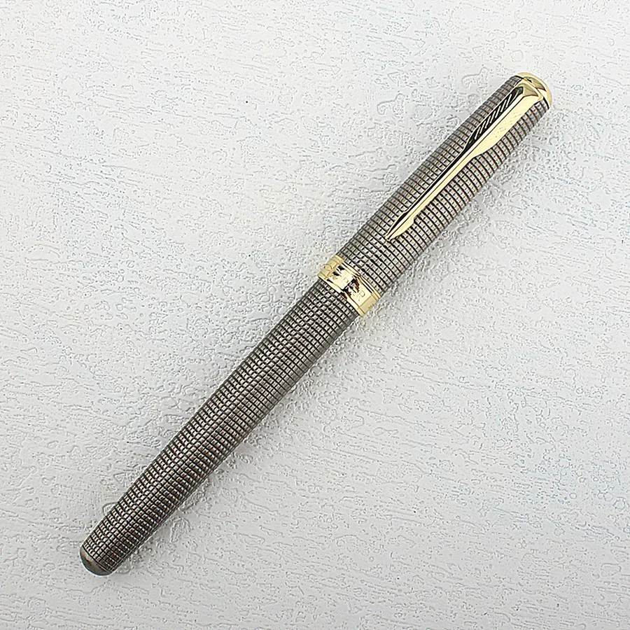 Imagem -06 - Nova Cor Caneta-tinteiro de Metal para Escritório e Escola Canetas de Tinta Escrita Requintada e Retro Gravado Gift Fine Nib Papelaria 05 mm