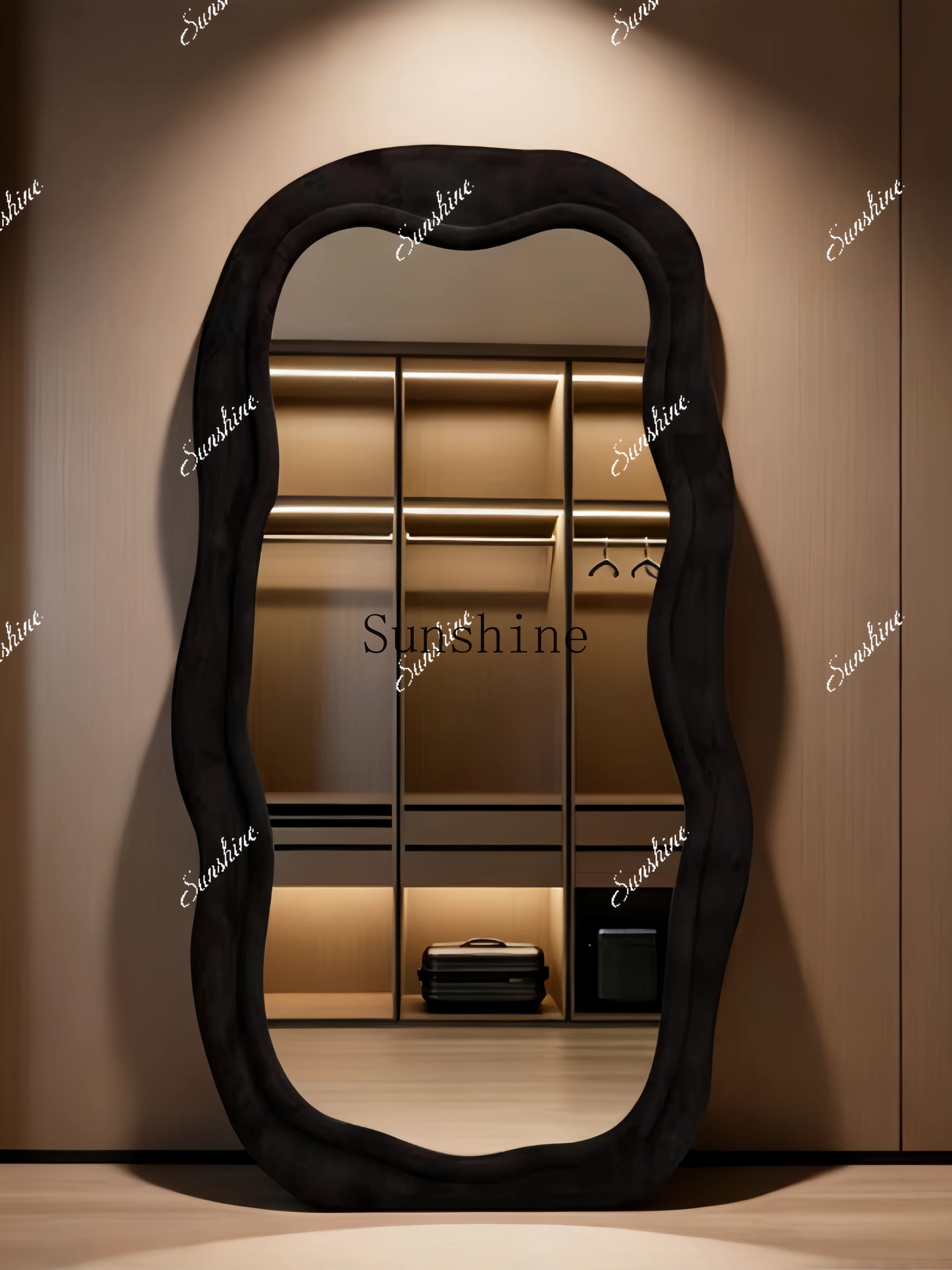 Creamy wind all over the body, wavy black floor, household living room, girls' bedroom special-shaped dressing mirrorP